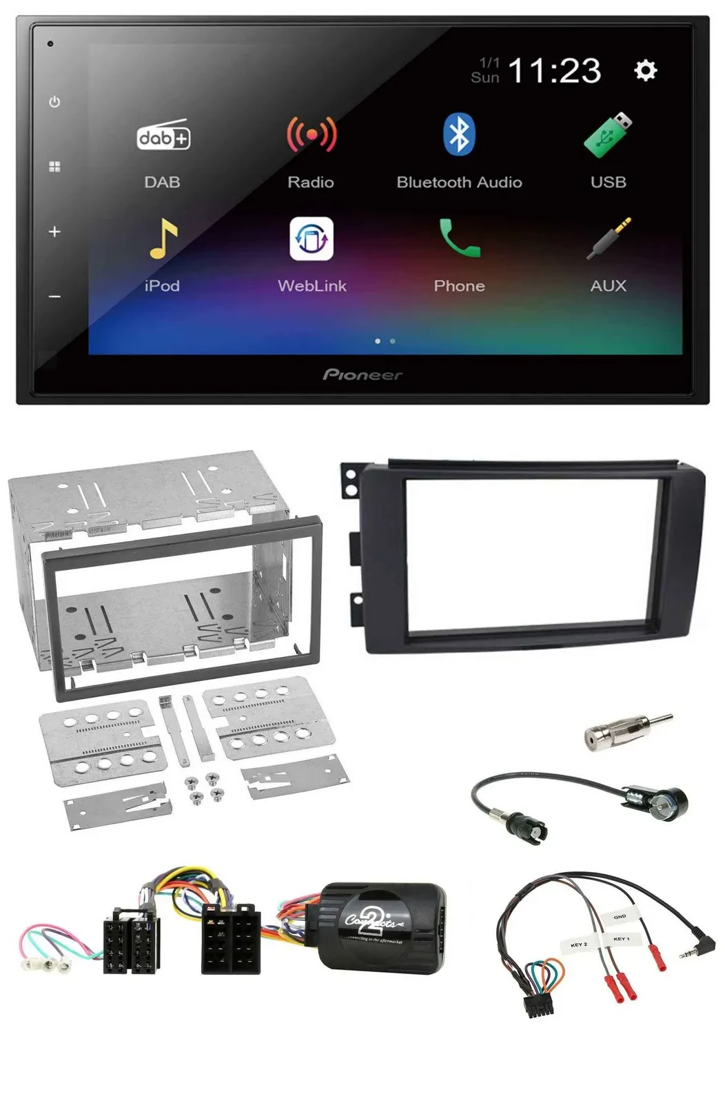 Pioneer USB Bluetooth DAB 2DIN Lenkrad Autoradio für Smart ForFour 2004-2006