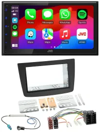 Автомагнитола для Alfa Romeo Mito 2008–2014 JVC 2-DIN, DAB, Bluetooth, USB, MP3, черная