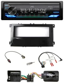 Автомагнитола JVC Bluetooth DAB USB для Ford Focus/Galaxy/C-Max, чёрный, с поддержкой управления на руле