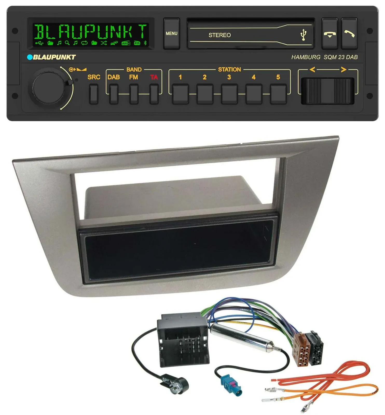 Автомагнитола Blaupunkt USB, DAB, Bluetooth, MP3 для Seat Altea/Toledo (с 2005), антрацит