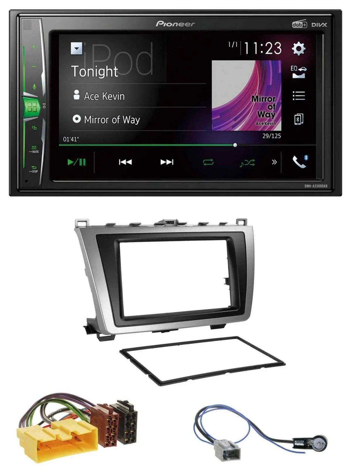 Автомагнитола Pioneer 2-DIN MP3 DAB USB Bluetooth для Mazda 6 (2008–2012) черно-серебристая