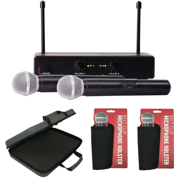 Pro UHF Wireless 2 Channel Dual Handheld Microphone System Karaoke Party Mic