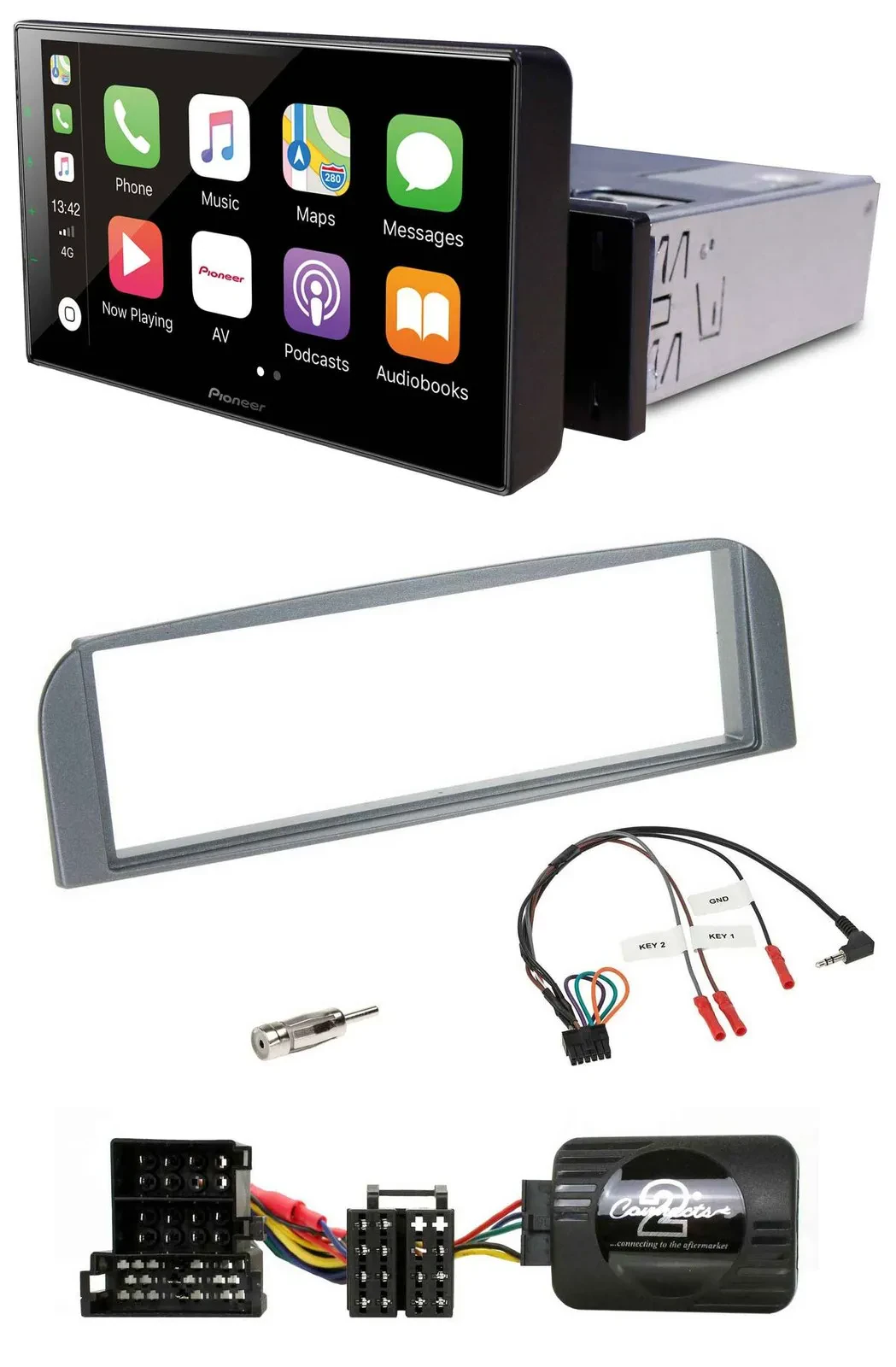 Pioneer Bluetooth Lenkrad DAB USB Autoradio für Alfa 147 GT anthrazit