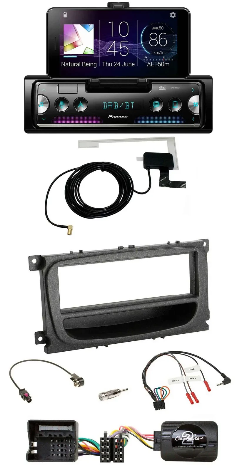 Автомагнитола Pioneer для Ford Mondeo/S-Max 2007–2014, DAB, Bluetooth, USB, черный