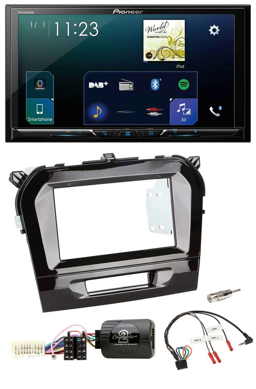 Pioneer Lenkrad Bluetooth USB 2DIN DAB Autoradio für Suzuki Vitara ab 2015