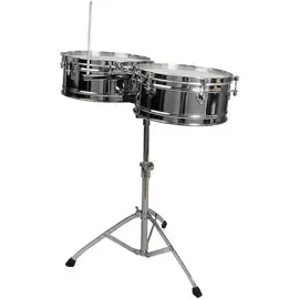 Тимбалес Toca Elite Series Steel Timbales 14" and 15" Chrome Drums with Stand Chrome