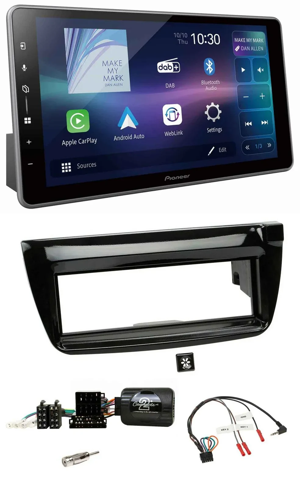 Pioneer Bluetooth USB DAB Lenkrad Autoradio für Fiat Doblo 2012-2015 piano