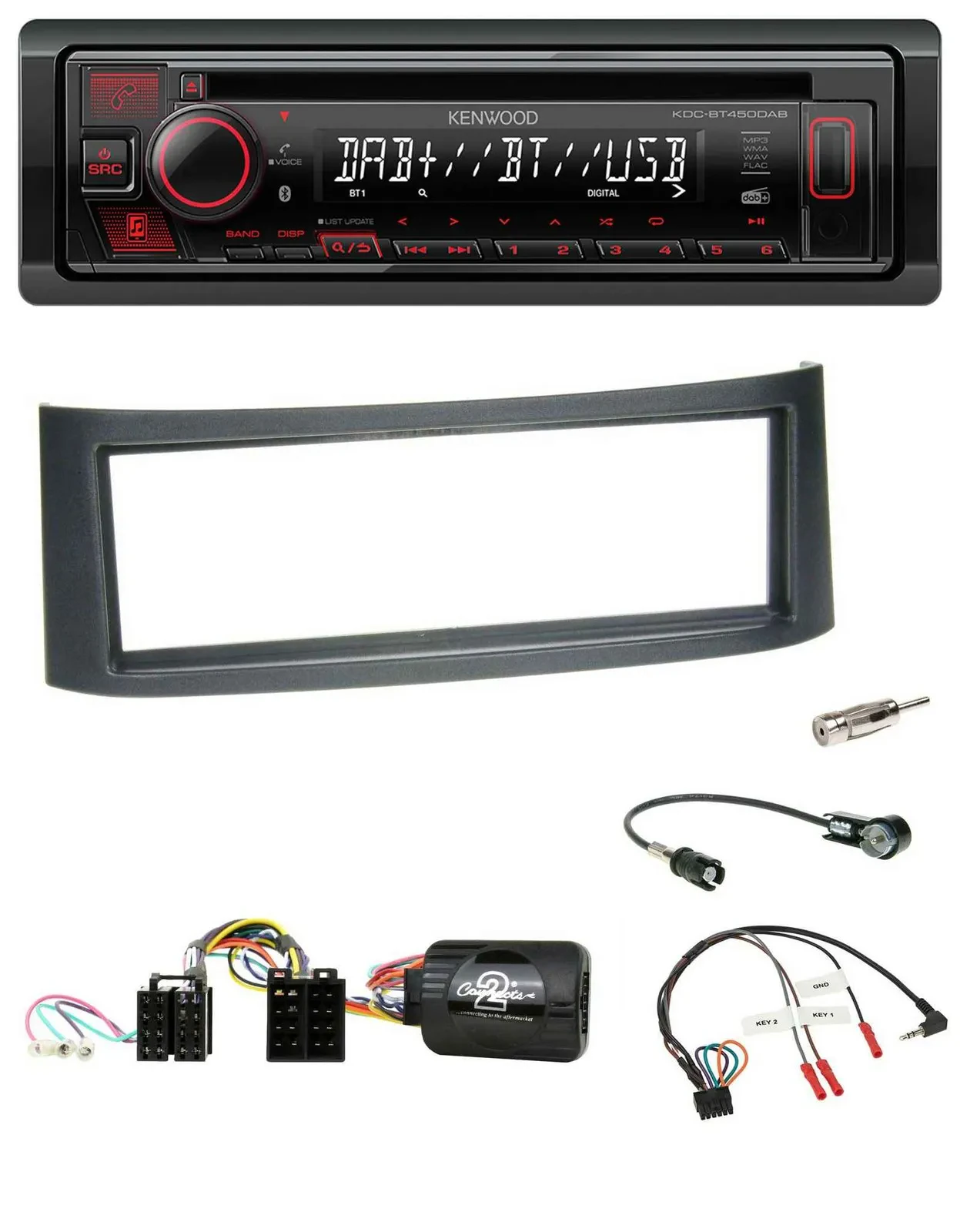 Kenwood Lenkrad CD USB Bluetooth DAB Autoradio für Smart ForFour W454 2004-2006