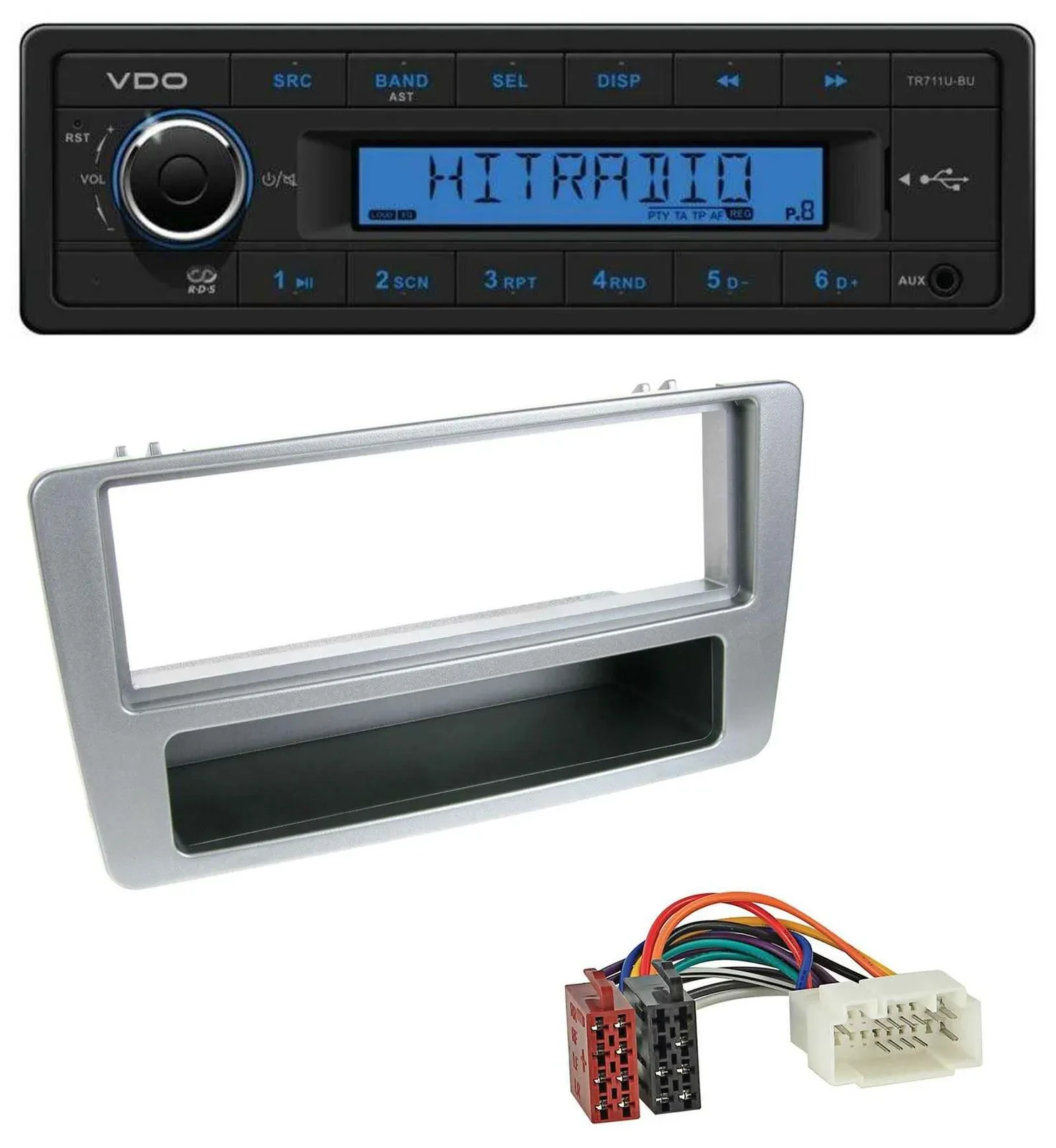 VDO AUX 1DIN MP3 USB Autoradio für Honda Civic 01-03 silber man. Klima.
