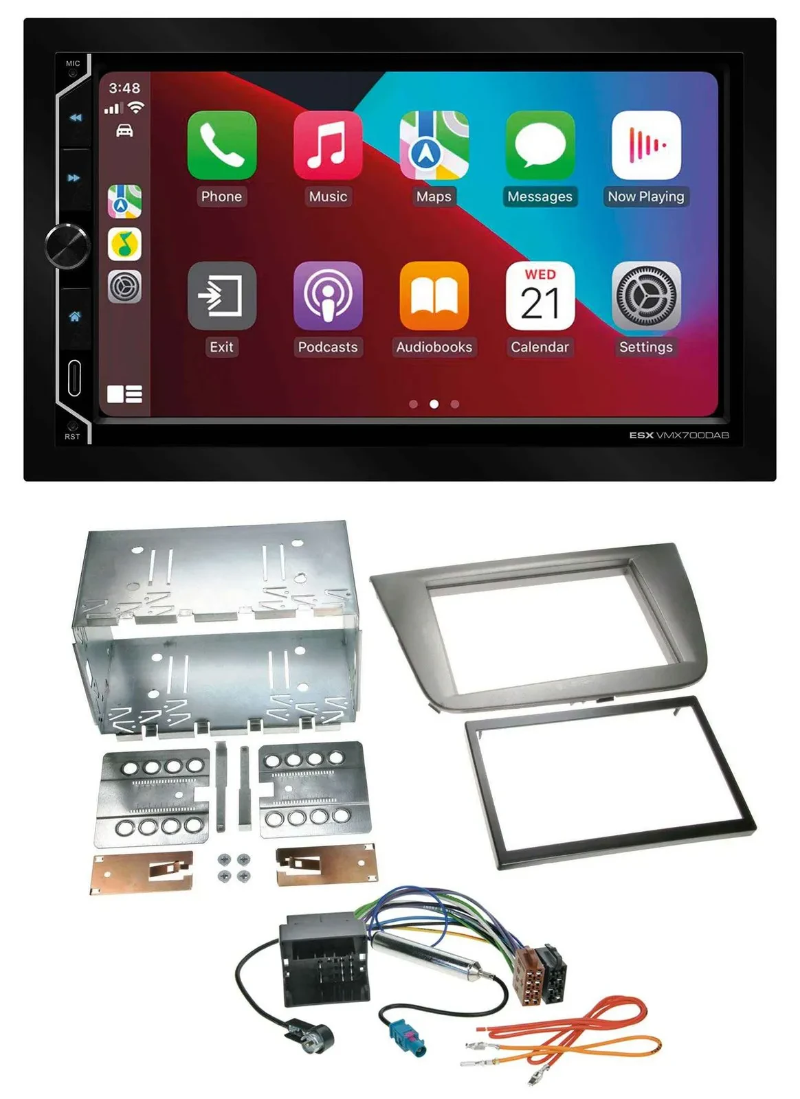 ESX 2DIN DAB USB MP3 Bluetooth Autoradio für Seat Altea Altea XL Toledo anthrazi