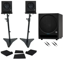 Студийные мониторы PreSonus Eris Pro 6 6" (набор, пара) с сабвуфером PreSonus Eris Pro Sub 10 10", стойками RVSM5 и изолирующими пэдами