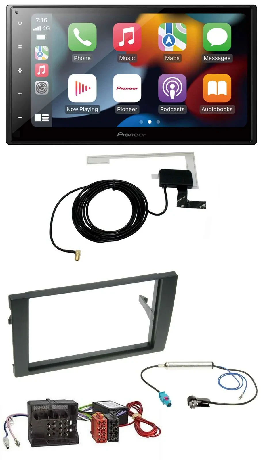 Pioneer MP3 USB Bluetooth DAB 2DIN Autoradio für Audi A4 B7 04-08 Aktivsystem MO