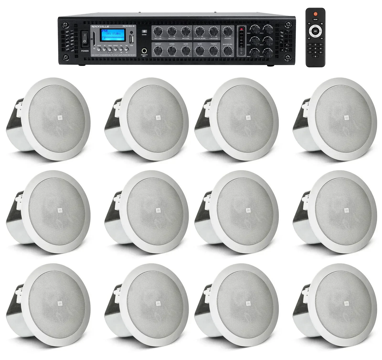Потолочная акустика JBL RCS180-6+(6) CONTROL 12C/T White с усилителем (12 штук)