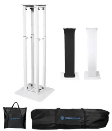 (1) Rockville RTP32W Totem Moving Head Light Stand+Black+White Scrims+Carry Bags