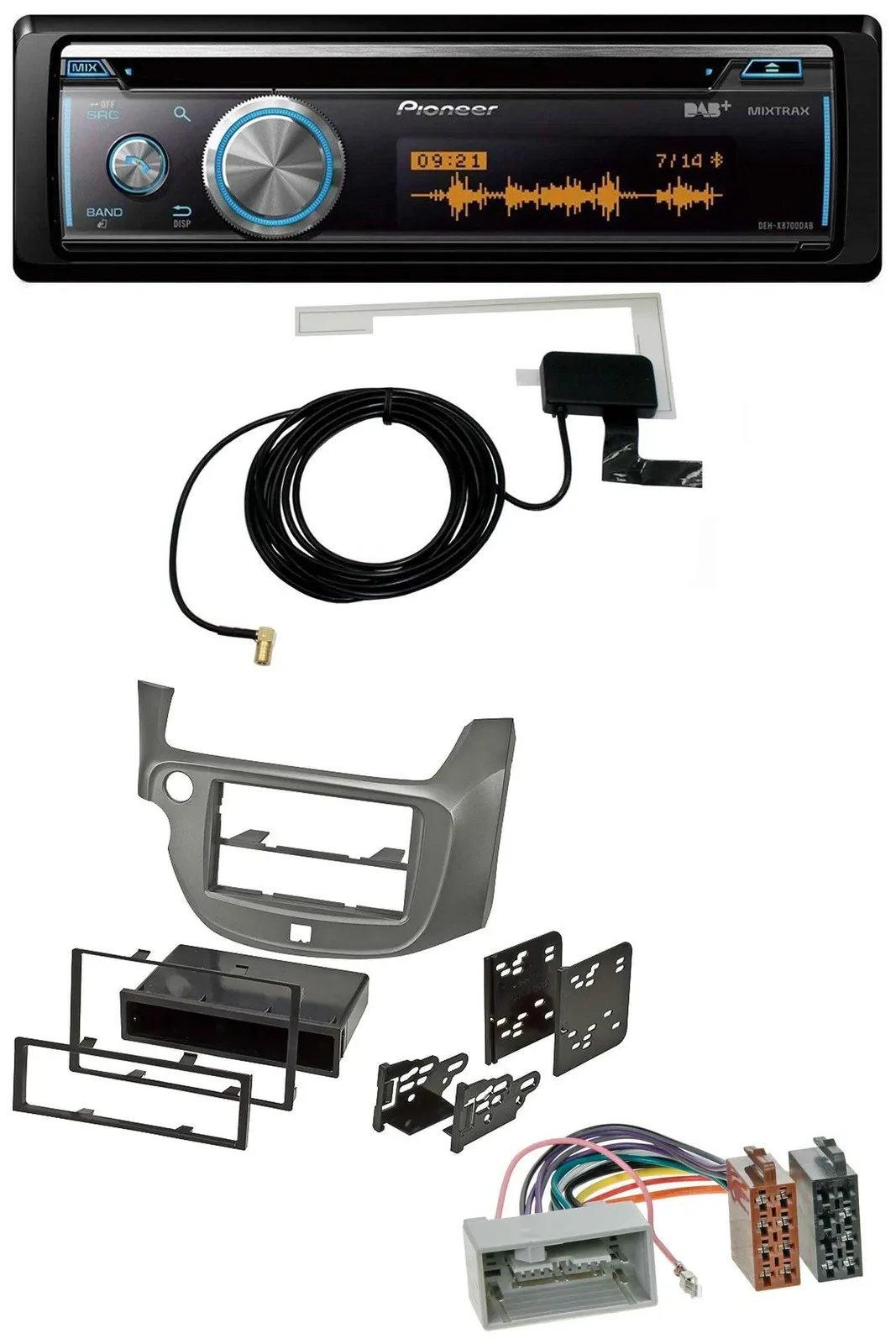 Pioneer Bluetooth DAB MP3 USB CD Autoradio für Honda Jazz (ab 2009) - silber