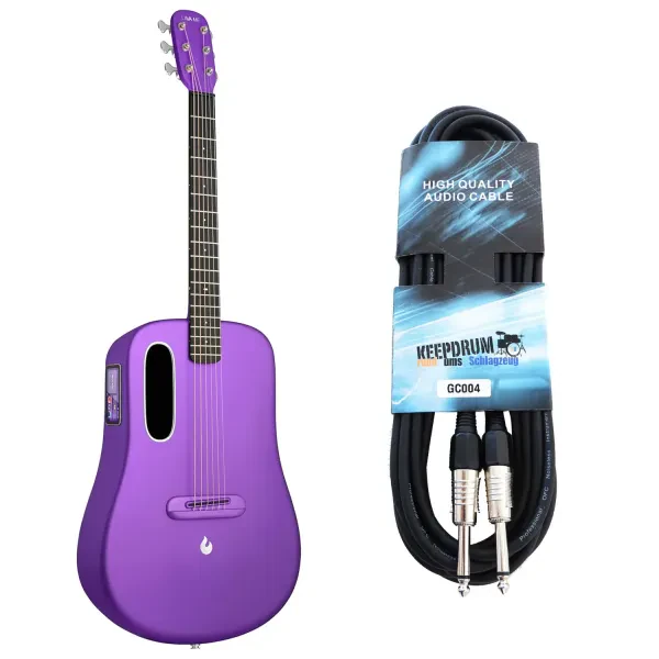Lava Music Gitarre Me 4 36 Zoll Lila mit AirFlow Bag und keepdrum Klinkenkabel