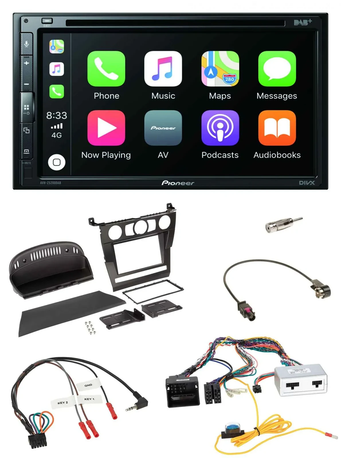 Pioneer DVD 2DIN Lenkrad DAB Bluetooth USB Autoradio für BMW 5er 2007 E60 ohne i