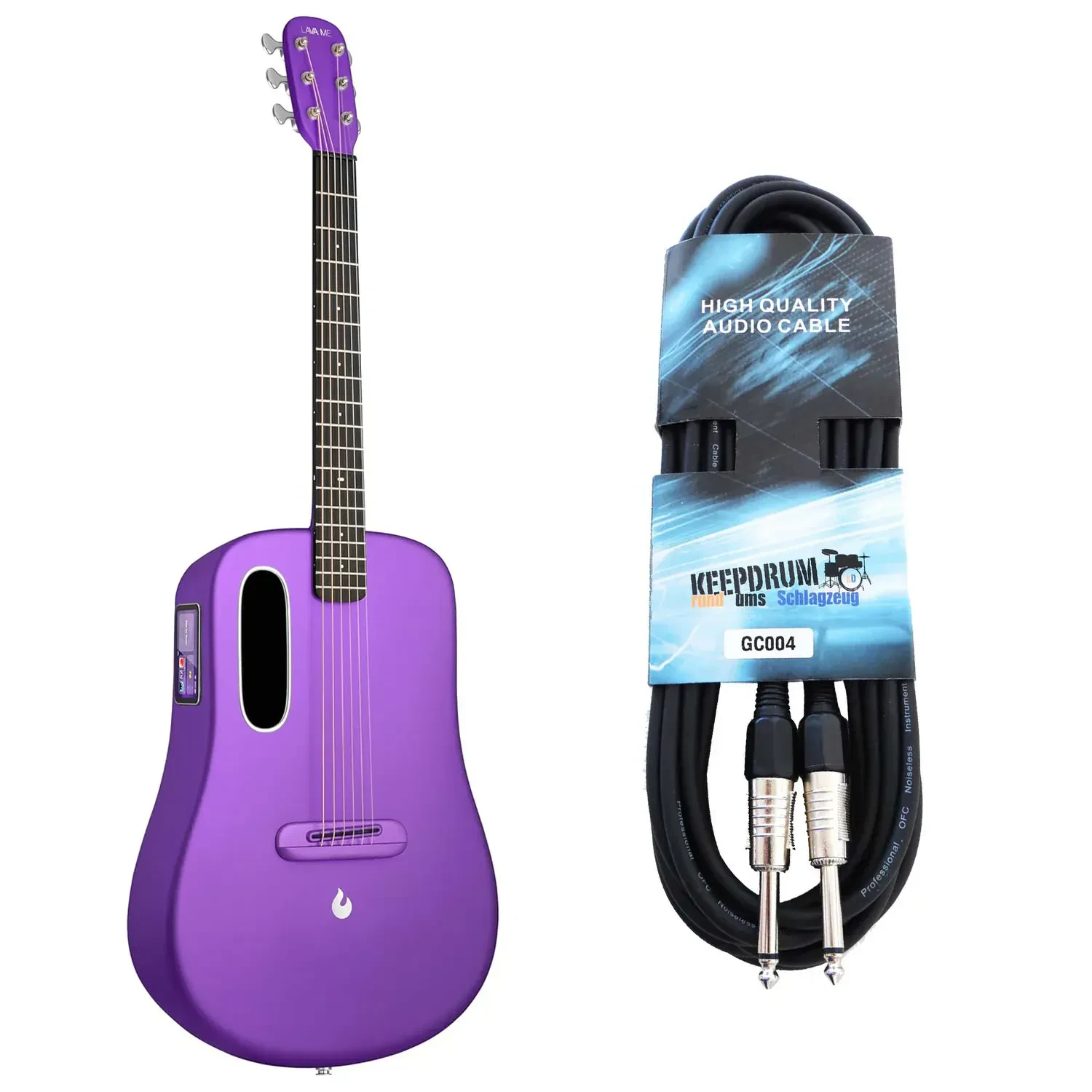 Электроакустическая гитара Lava Music Me 4 36" фиолетовая, с чехлом AirFlow Bag и инструментальным кабелем keepdrum