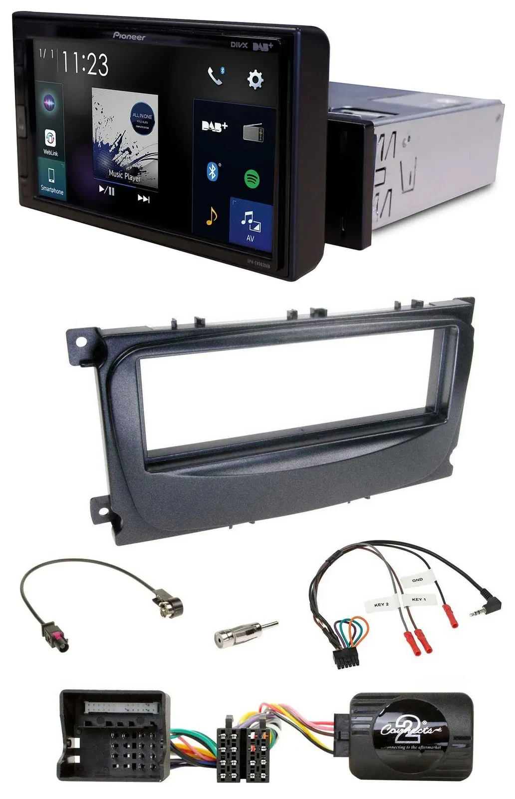 Pioneer DAB Lenkrad Bluetooth USB Autoradio für Ford S-Max Mondeo 07-14 schwarz