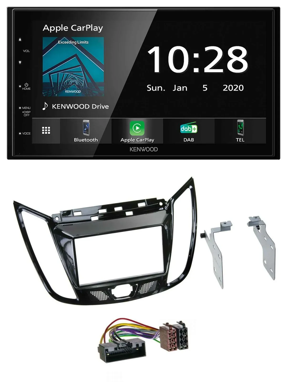 Kenwood Bluetooth MP3 DAB USB 2DIN Autoradio für Ford C-Max Kuga Klavierlack sch