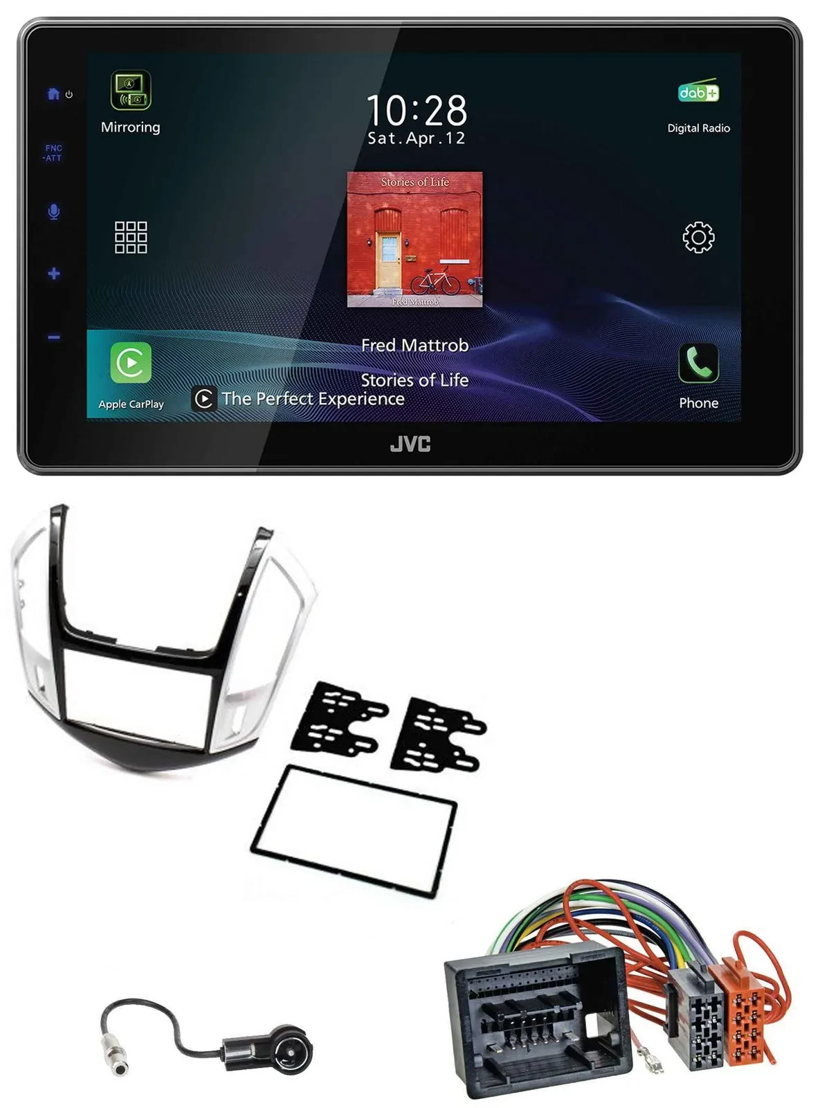 Автомагнитола для Chevrolet Cruze 2011–2016 JVC DAB, MP3, Bluetooth, USB, серебристая