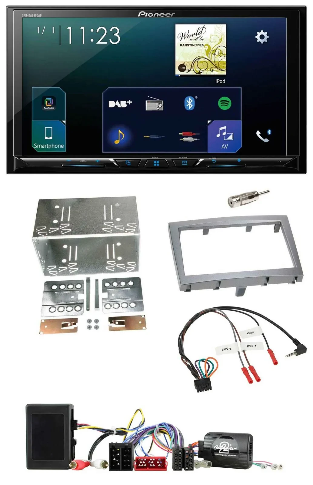 Автомагнитола Pioneer 2DIN, DAB, Bluetooth, USB, совместима с кнопками на руле для Porsche 911/Boxster/Cayman