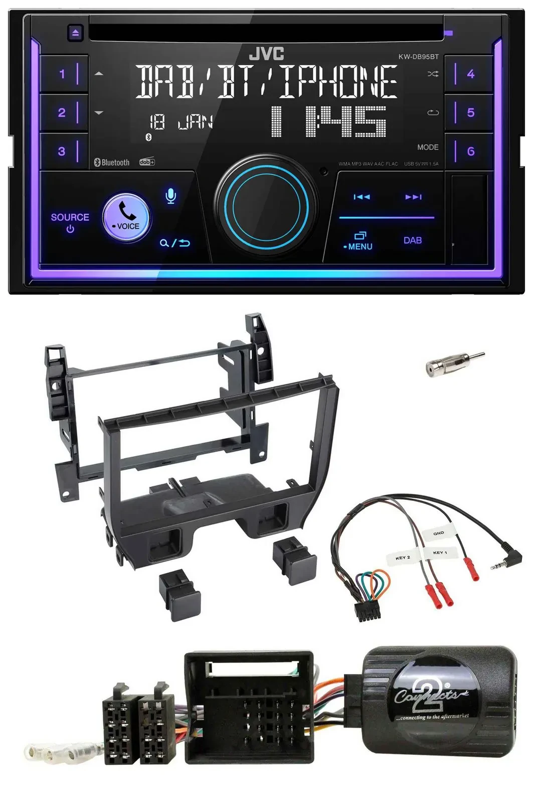 JVC Lenkrad USB 2DIN DAB Bluetooth CD Autoradio für Citroen C3 2010-2014