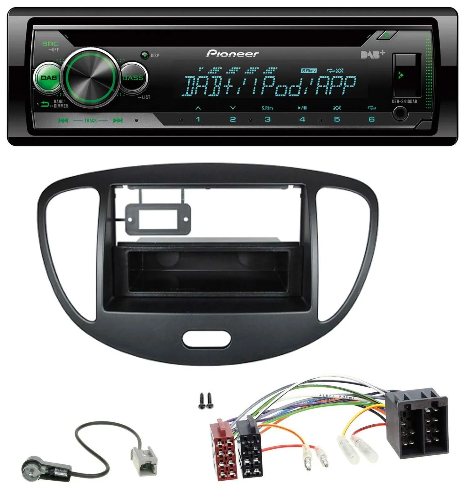 Pioneer USB MP3 DAB AUX CD Autoradio für Hyundai i10 (2008-2013) schwarz