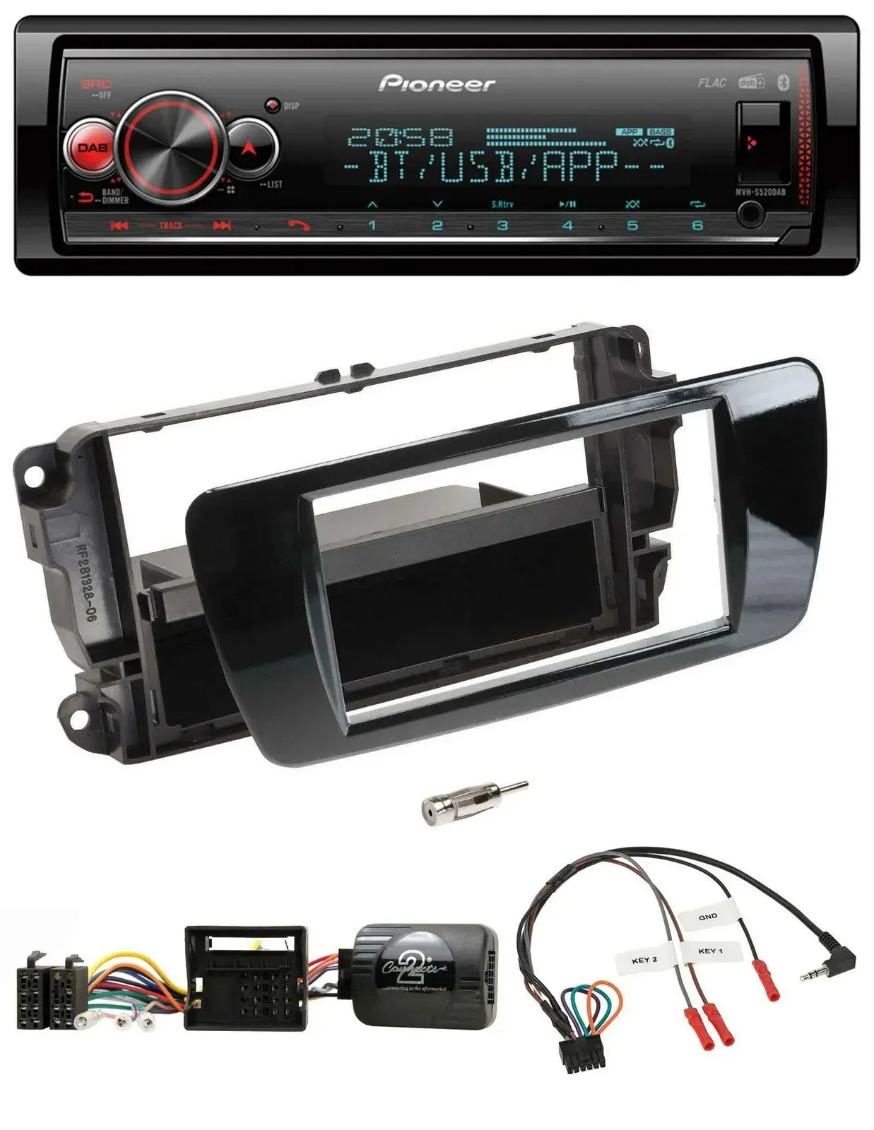 Автомагнитола для Seat Ibiza Pioneer Bluetooth, USB, DAB, черный глянец