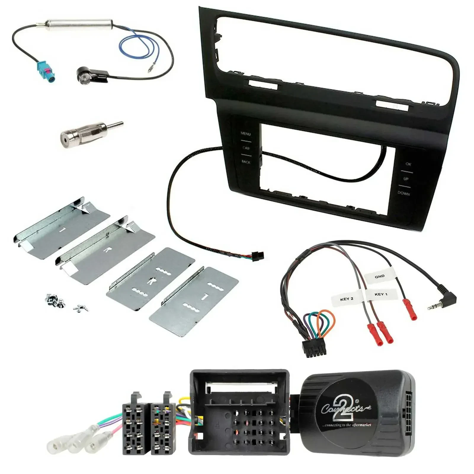 Einbauset Lenkradadapter Doppel DIN Autoradio für VW Golf VII ab 2012