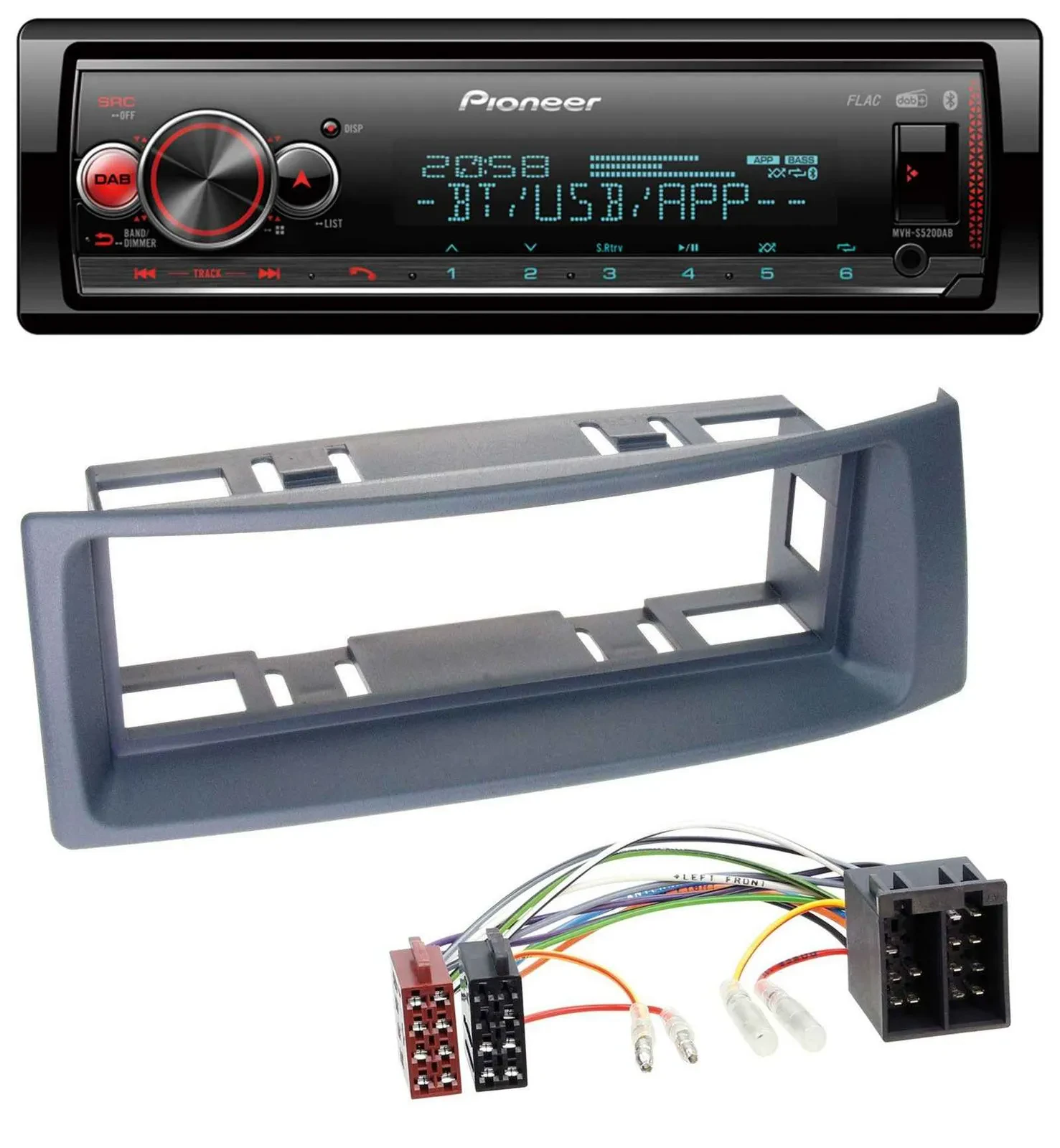 Pioneer Bluetooth USB MP3 DAB Autoradio für Renault Scenic Megane bis 03 grau