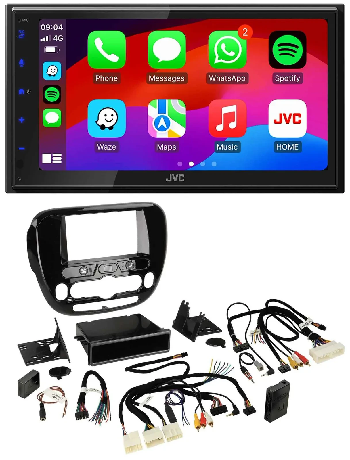 Автомагнитола JVC 2-DIN, Bluetooth, USB, DAB, для Kia Soul (с 2014), с поддержкой кнопок на руле