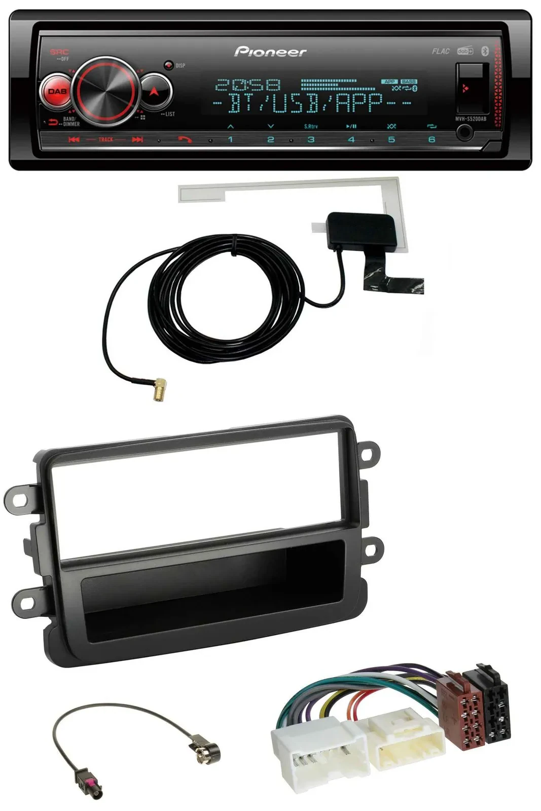Pioneer Bluetooth DAB USB MP3 Autoradio für Dacia Lodgy Duster Dokker Sandero sc