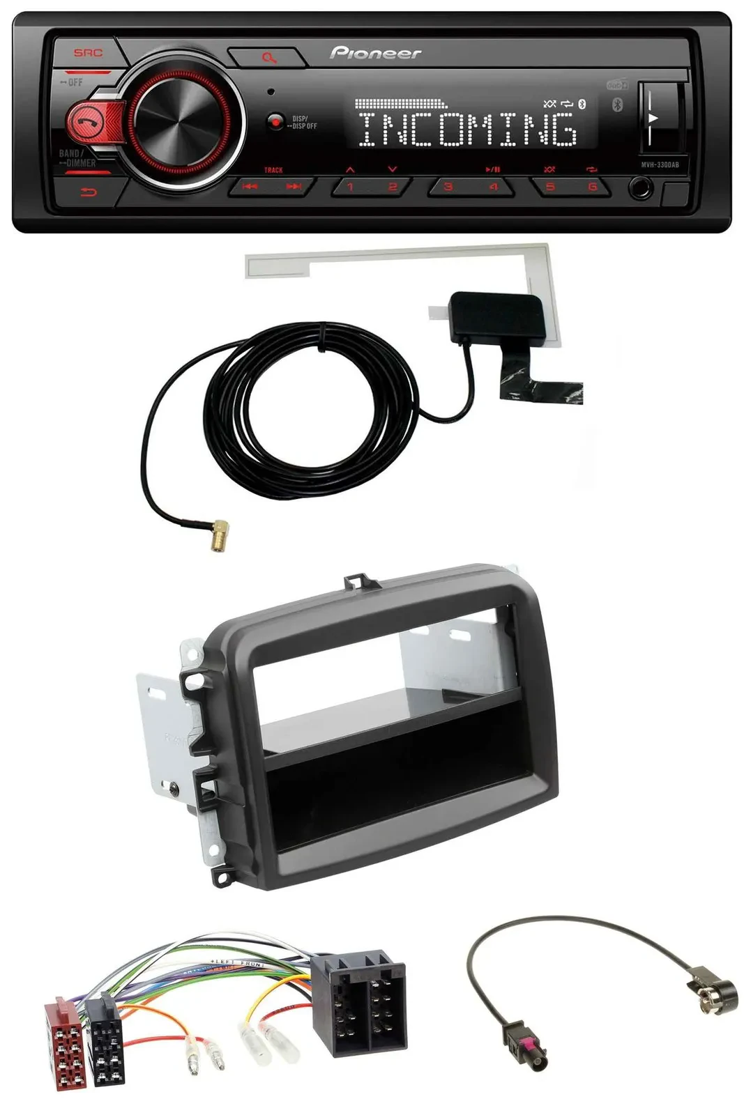 Pioneer MP3 AUX CD DAB USB Autoradio für Fiat 500L (mit ISO, ab 2012)