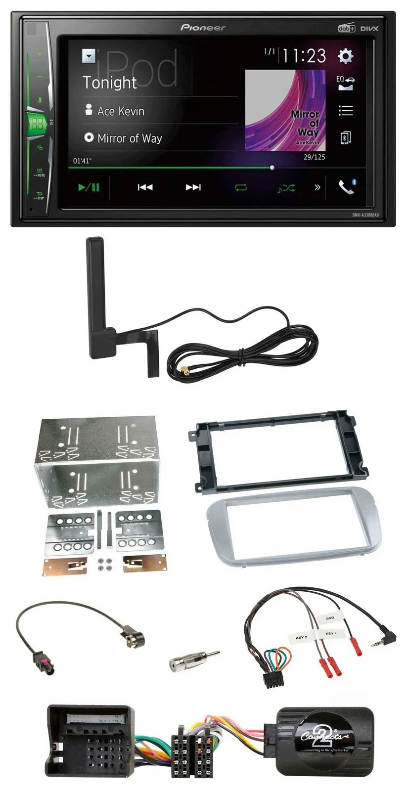 Pioneer MP3 DAB Lenkrad 2DIN Bluetooth Autoradio für Ford Galaxy C Max Focus Pro