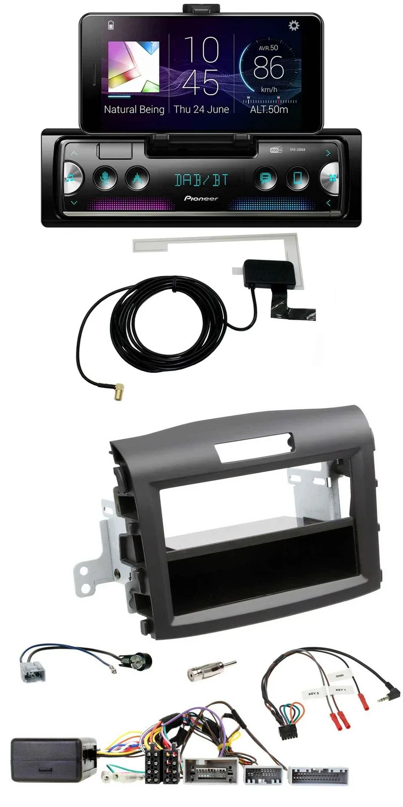 Автомагнитола для Honda CR-V (с 2013) Pioneer DAB, Bluetooth, USB, черная