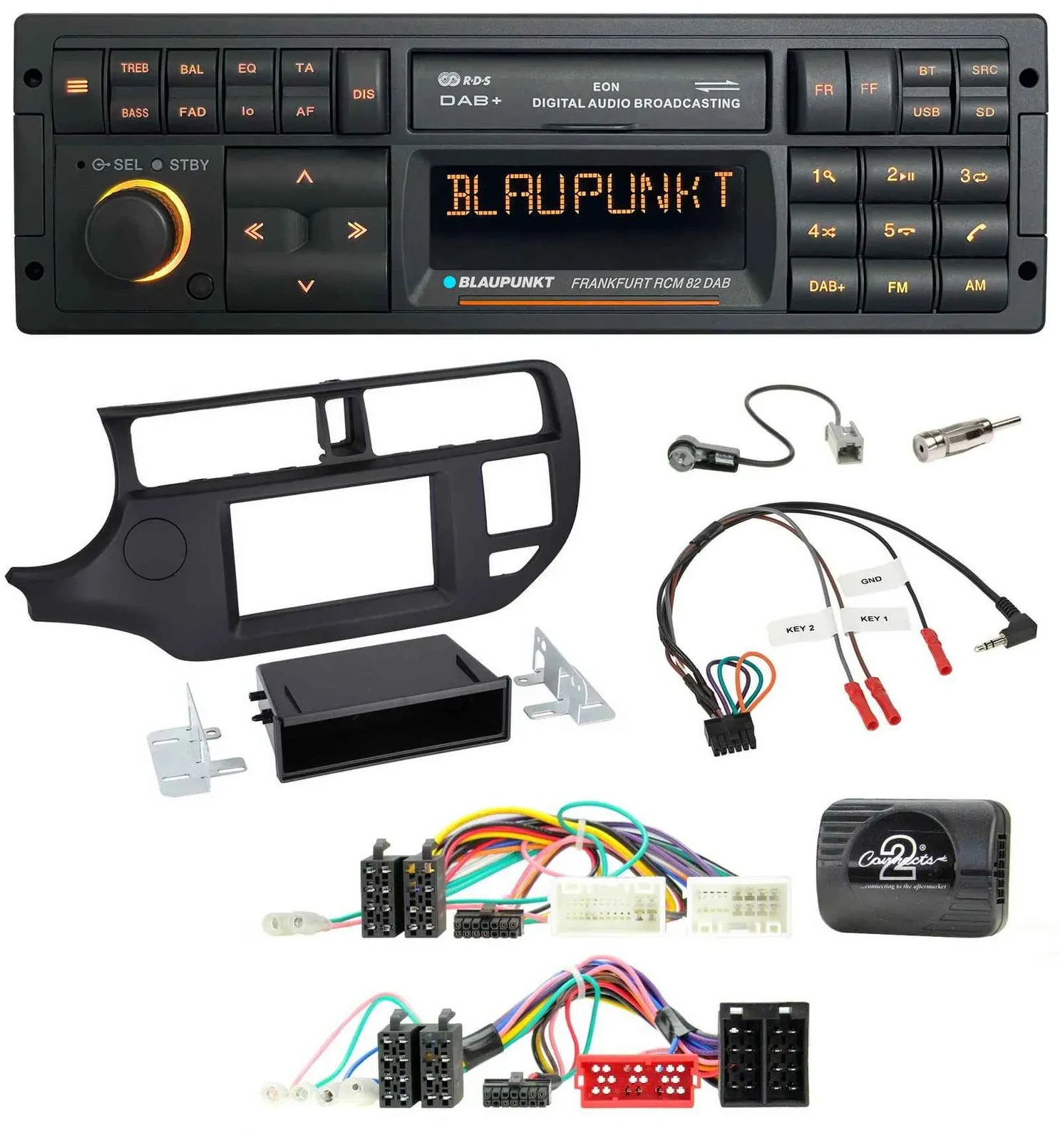 Blaupunkt USB DAB SD Lenkrad Bluetooth Autoradio für Kia Rio UB 2011-2015 schwar