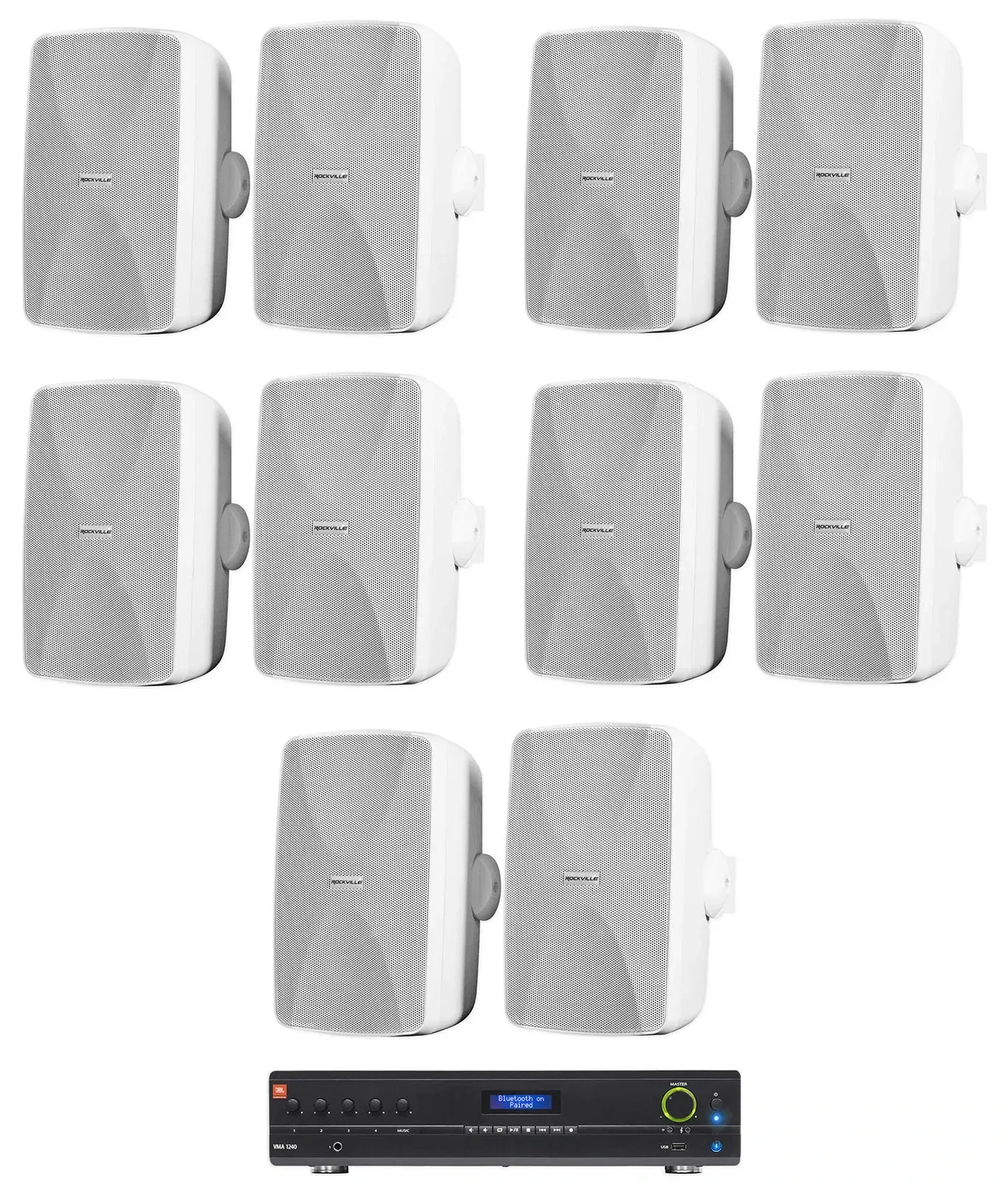 Настенная акустика JBL WET-7020W White с усилителем (10 штук)