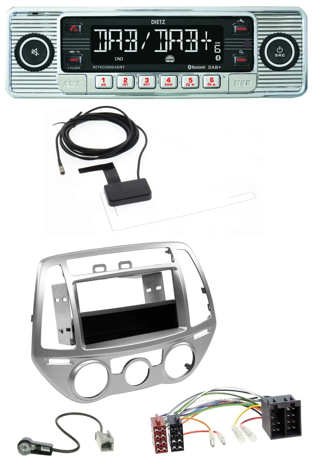 Dietz Bluetooth USB MP3 DAB Autoradio für Hyundai i20 (12-14) man. Klima