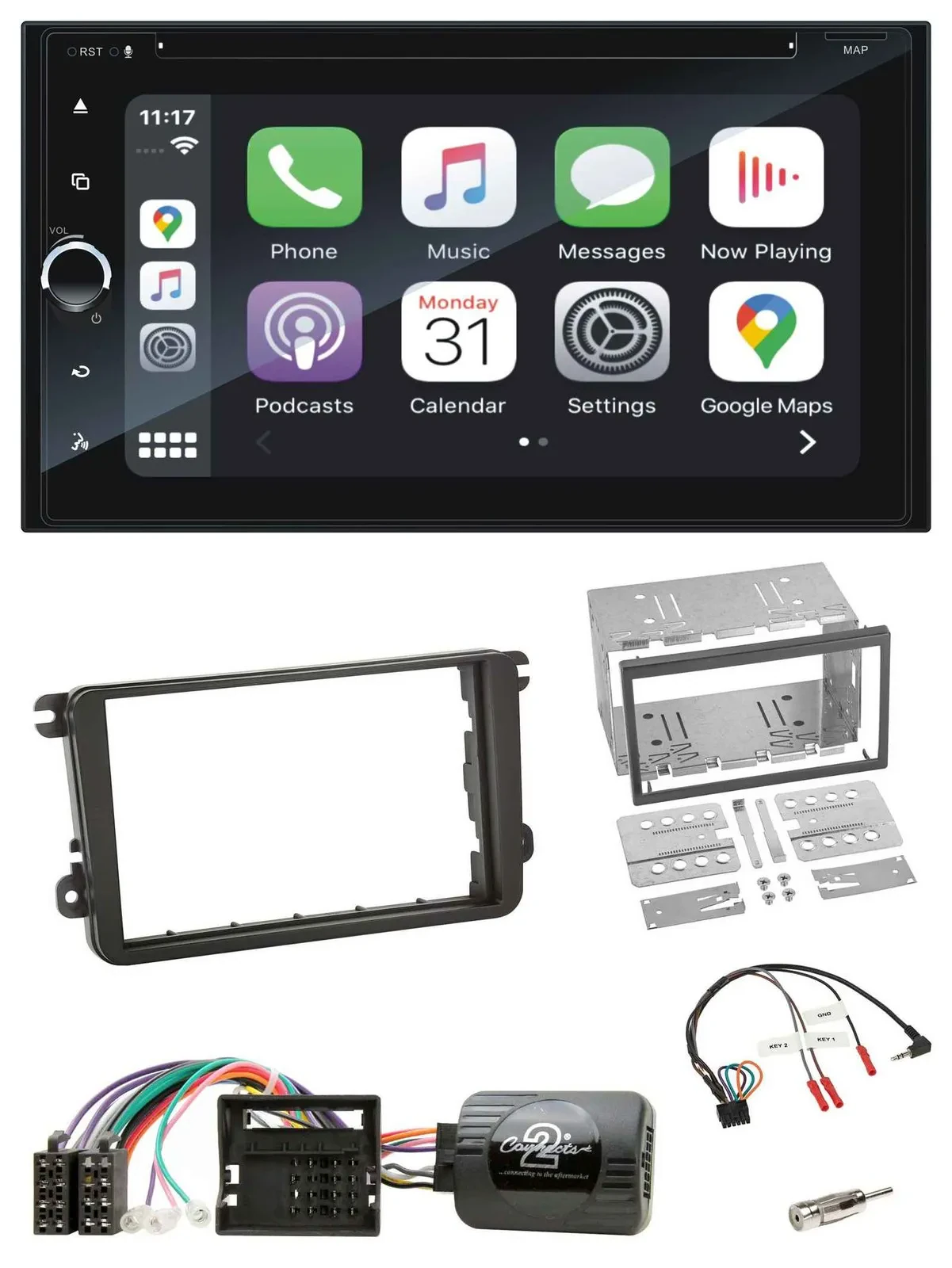 Blaupunkt DAB USB Bluetooth Lenkrad 2DIN TMC Navigation für Skoda Fabia 5J 2007-