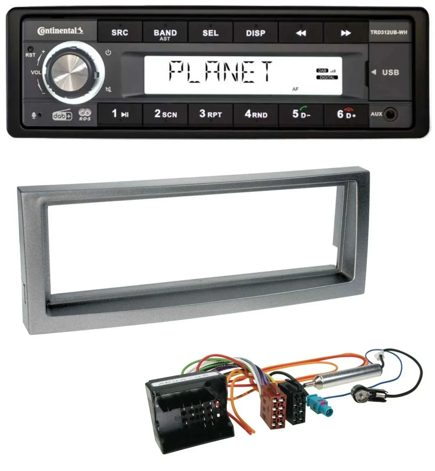 Continental USB 1DIN AUX DAB MP3 Autoradio für Citroen C5 Peugeot 407 ab 04 grau