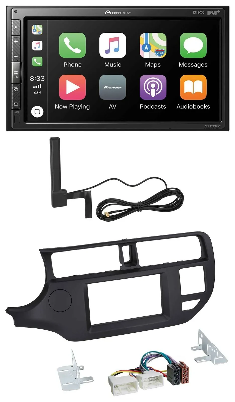 Pioneer USB 2DIN Bluetooth DAB MP3 Autoradio für Kia Rio 11-14 UB schwarz