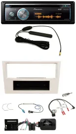 Автомагнитола для Opel Corsa D (2006–2008) Pioneer CD/USB/Bluetooth/DAB, поддержка управления с руля, перламутрово-белый