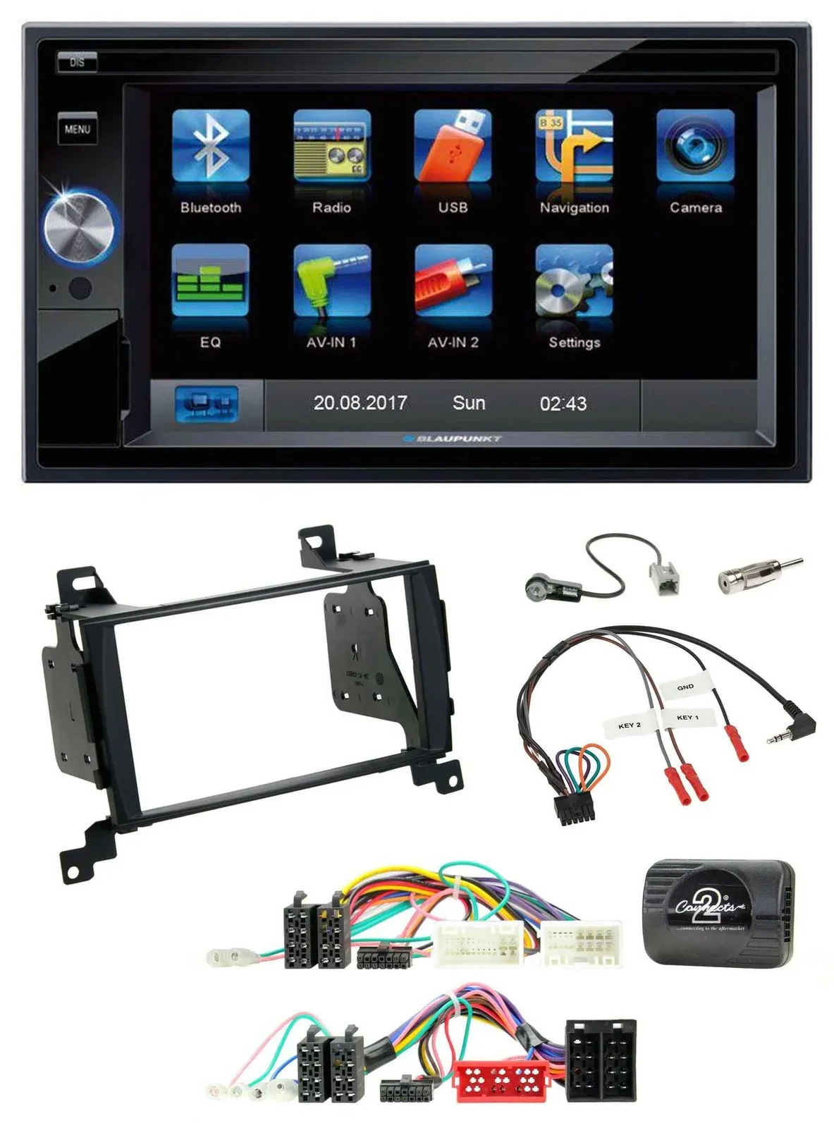 Blaupunkt Lenkrad USB Bluetooth TMC 2DIN Navigation für Hyundai Santa Fe 2010-20