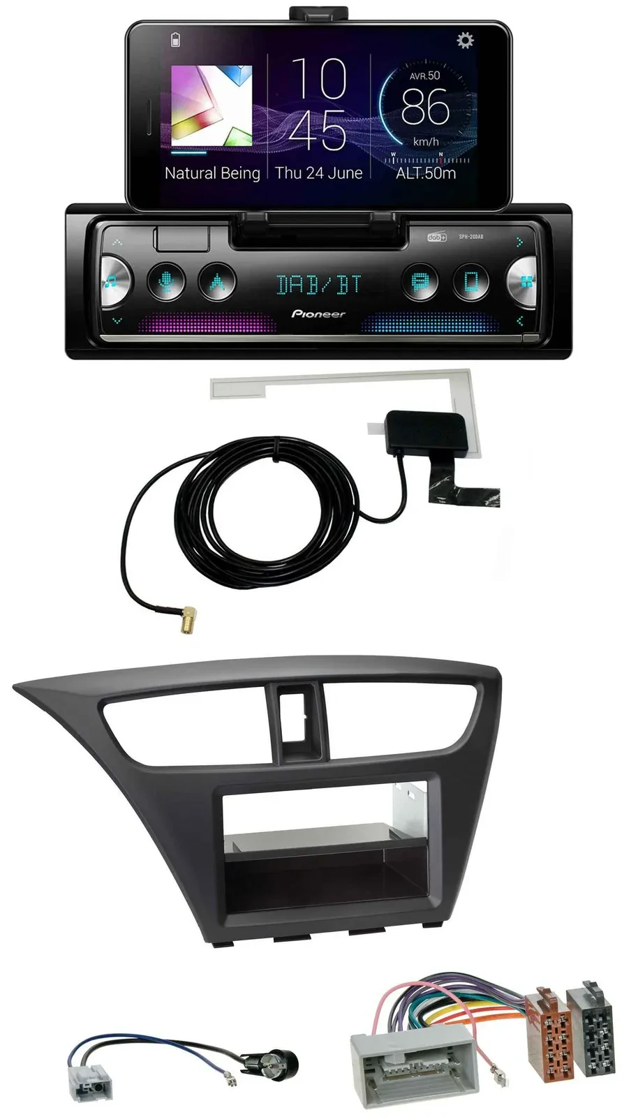 Автомагнитола для Honda Civic (с 2012) Pioneer DAB, Bluetooth, USB, MP3