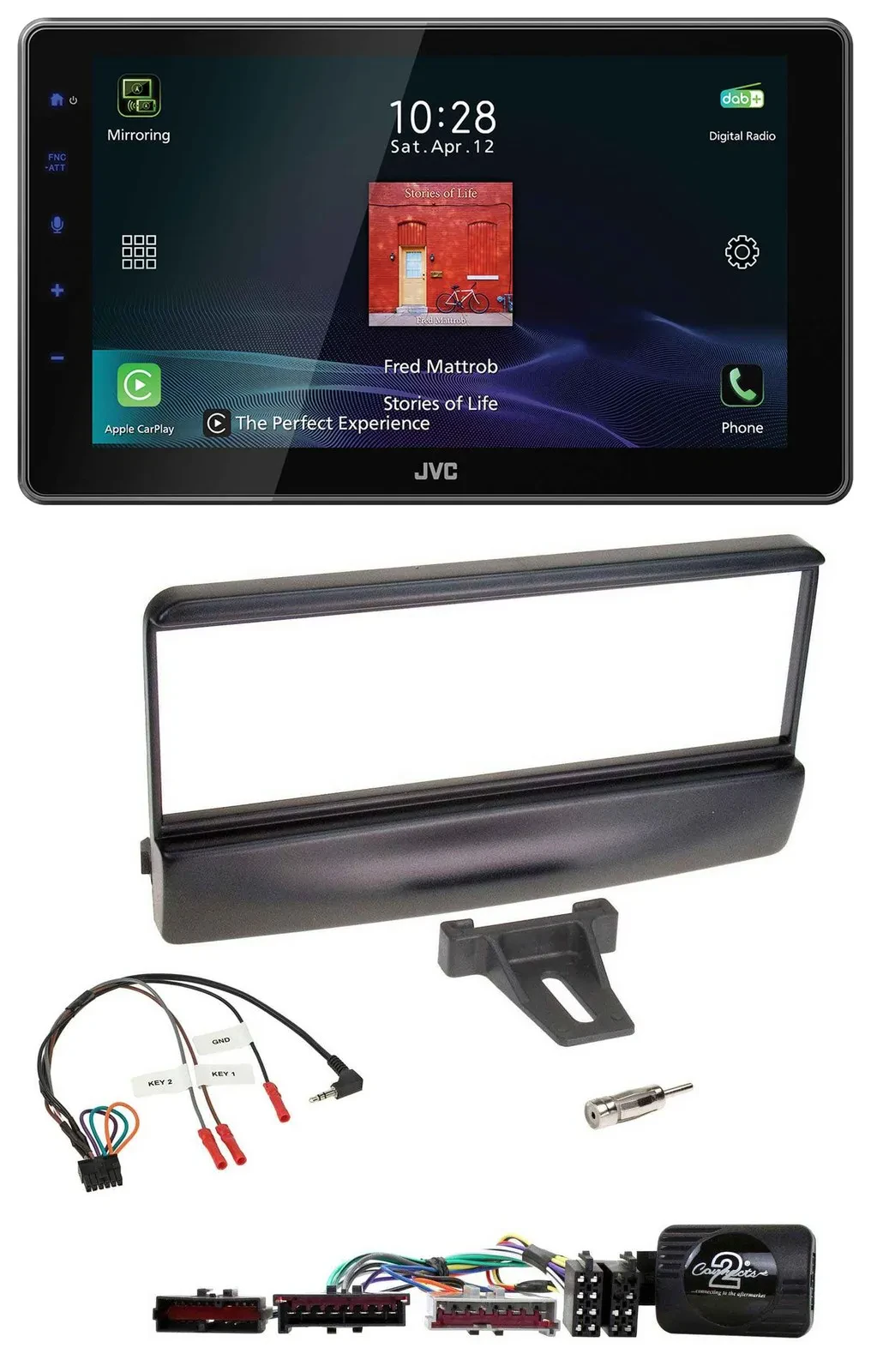 Автомагнитола JVC DAB, Bluetooth, USB, для Ford Mondeo (2000–2002), черная, поддержка кнопок на руле