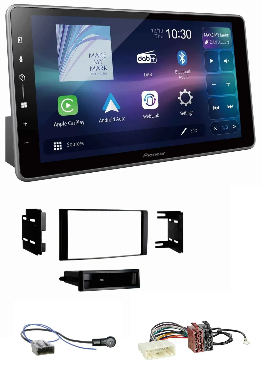 Pioneer Bluetooth USB DAB MP3 Autoradio für Nissan Micra 2013-2017 schwarz matt