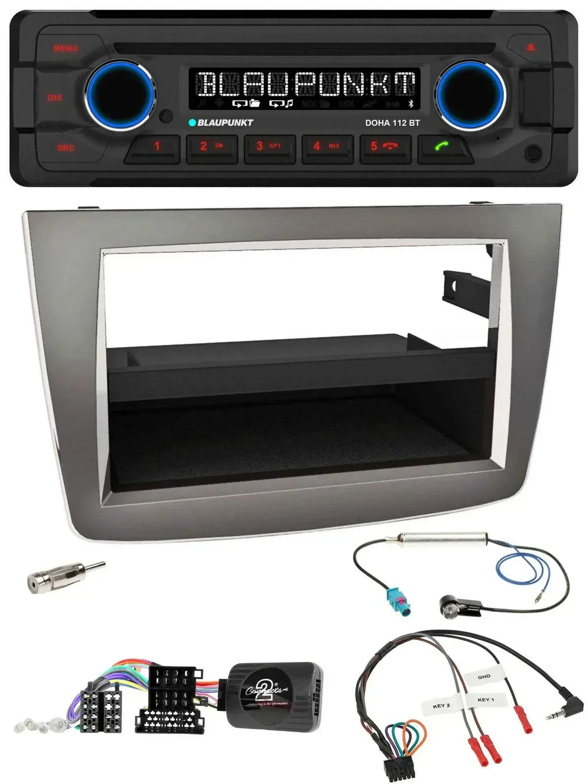 Blaupunkt Lenkrad MP3 CD Bluetooth USB Autoradio für Alfa Mito 955 2008-2014 sil