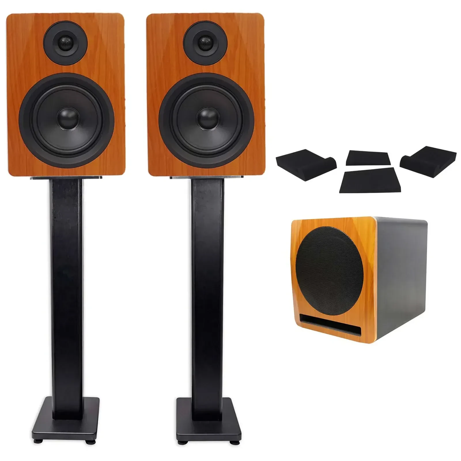 Активный студийный монитор Rockville APM6C Wood с сабвуфером и аксессуарами (пара)