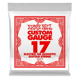 Струна для акустической и электрогитары Ernie Ball P01017 Custom gauge, сталь, калибр 17